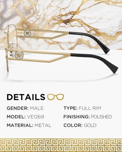 VERSACE VE1269 Metal PILOT Shape Eyeglass with Luxury Eyewear kit in Saudi Arabia