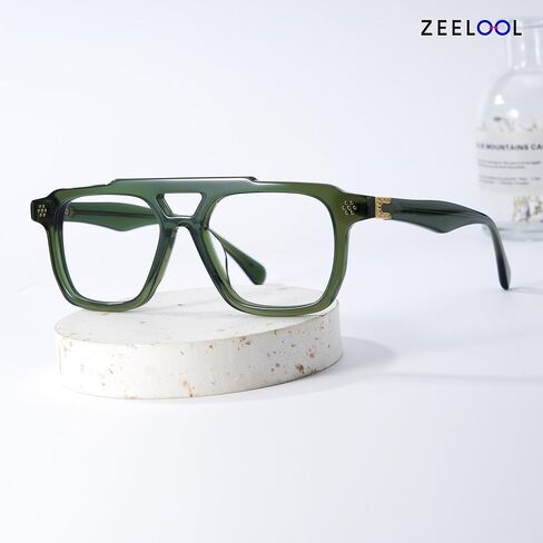 نظارات Zeelool Retro Aviator للرجال نظارات أنيقة من الأسيتات مع عدسة شفافة Mercurio ZJGA726161 in Saudi Arabia