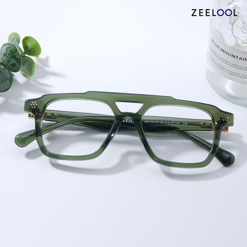 نظارات Zeelool Retro Aviator للرجال نظارات أنيقة من الأسيتات مع عدسة شفافة Mercurio ZJGA726161 in Saudi Arabia