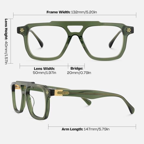 نظارات Zeelool Retro Aviator للرجال نظارات أنيقة من الأسيتات مع عدسة شفافة Mercurio ZJGA726161 in Saudi Arabia