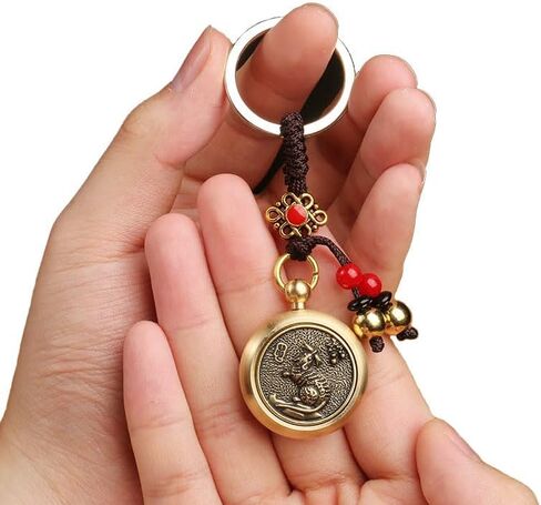 Feng Shui Keychain Brass Chinese Zodiac Lucky Keychain for Good Luck Wealth Safty Success Luck Charm Tassel in Saudi Arabia