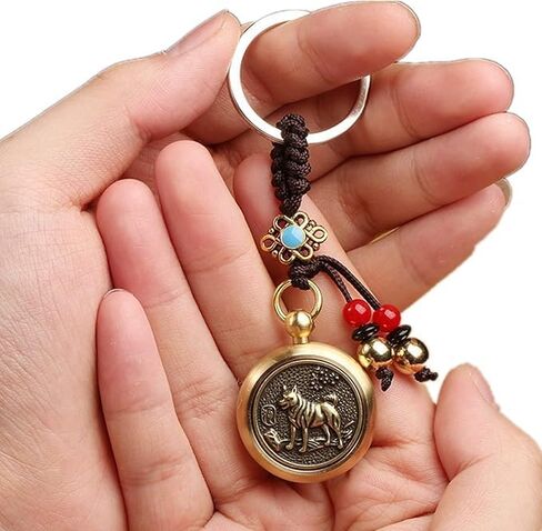 Feng Shui Keychain Brass Chinese Zodiac Lucky Keychain for Good Luck Wealth Safty Success Luck Charm Tassel in Saudi Arabia