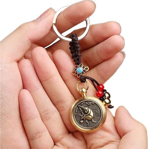 Feng Shui Keychain Brass Chinese Zodiac Lucky Keychain for Good Luck Wealth Safty Success Luck Charm Tassel in Saudi Arabia