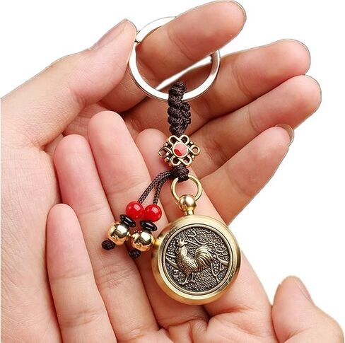 Feng Shui Keychain Brass Chinese Zodiac Lucky Keychain for Good Luck Wealth Safty Success Luck Charm Tassel in Saudi Arabia