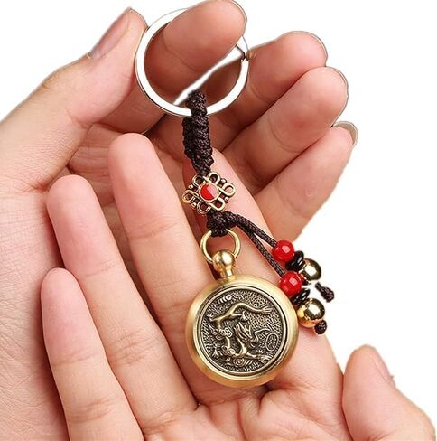 Feng Shui Keychain Brass Chinese Zodiac Lucky Keychain for Good Luck Wealth Safty Success Luck Charm Tassel in Saudi Arabia