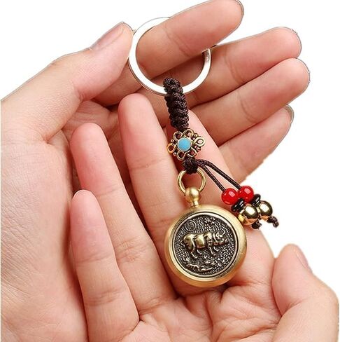 Feng Shui Keychain Brass Chinese Zodiac Lucky Keychain for Good Luck Wealth Safty Success Luck Charm Tassel in Saudi Arabia