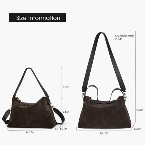 Suede Leather Crossbody Bags for Women, Slouchy Suede Shoulder Bag with Adjustable Wide Strap and Tote Handbag in Saudi Arabia