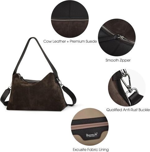 Suede Leather Crossbody Bags for Women, Slouchy Suede Shoulder Bag with Adjustable Wide Strap and Tote Handbag in Saudi Arabia