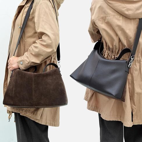 Suede Leather Crossbody Bags for Women, Slouchy Suede Shoulder Bag with Adjustable Wide Strap and Tote Handbag in Saudi Arabia