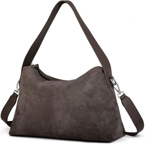 Suede Leather Crossbody Bags for Women, Slouchy Suede Shoulder Bag with Adjustable Wide Strap and Tote Handbag in Saudi Arabia
