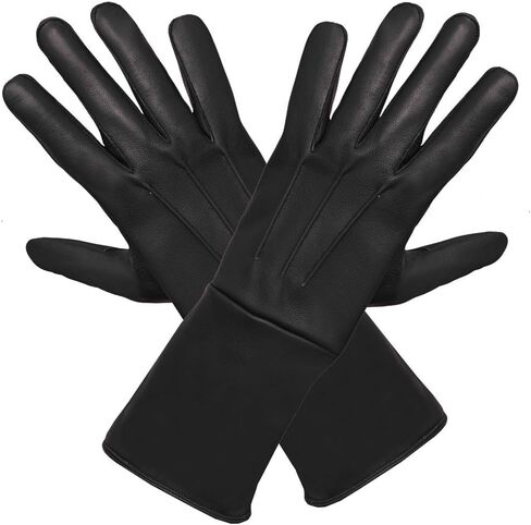 Men's Long Leather Gloves Medieval Renaissance Cosplay Swordsman Steampunk Unlined Leather Gauntlets in Saudi Arabia