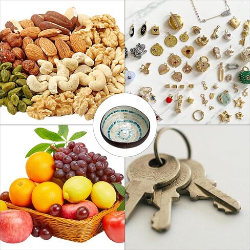 Handcrafted Natural Coconut Shell Bowl with Mother of Pearl Inlay–Versatile Decorative Storage for Home, Entryway, Table and Snacks,Gift for Her (Blue) in Saudi Arabia
