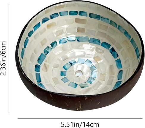 Handcrafted Natural Coconut Shell Bowl with Mother of Pearl Inlay–Versatile Decorative Storage for Home, Entryway, Table and Snacks,Gift for Her (Blue) in Saudi Arabia