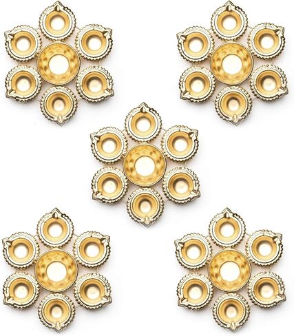 Set of 5 Urli Bowls for Diwali Decorations for Home, Indian Pooja Decor, Diya Shape Flower Decorative Urli Bowl for Puja, mandir, Temple, Navratri & Diwali Gifts, Return Gift in Saudi Arabia