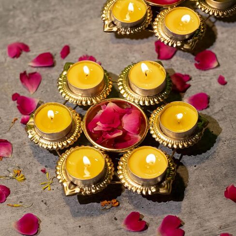 Set of 5 Urli Bowls for Diwali Decorations for Home, Indian Pooja Decor, Diya Shape Flower Decorative Urli Bowl for Puja, mandir, Temple, Navratri & Diwali Gifts, Return Gift in Saudi Arabia