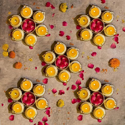 Set of 5 Urli Bowls for Diwali Decorations for Home, Indian Pooja Decor, Diya Shape Flower Decorative Urli Bowl for Puja, mandir, Temple, Navratri & Diwali Gifts, Return Gift in Saudi Arabia