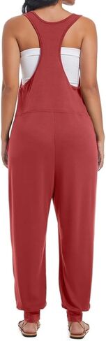 Women's Summer U Neck Jumpsuit Casual Sleeveless Overalls Loose Long Pants Comfortable Rompers with Pockets in Saudi Arabia