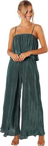 Petal & Pup womens Jillian Plisse Jumpsuit - Emerald in Saudi Arabia