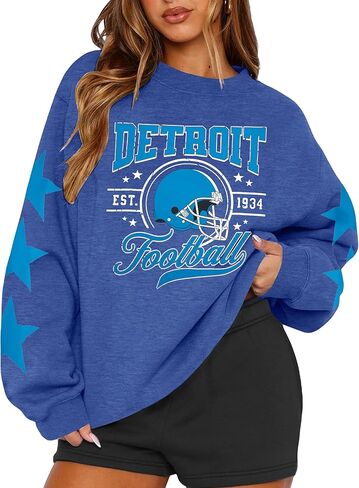 LOTUCY Football Sweashirt Women Game Day Sweatshirts Football Team Fans Pullover Sports Jersey Tops in Saudi Arabia