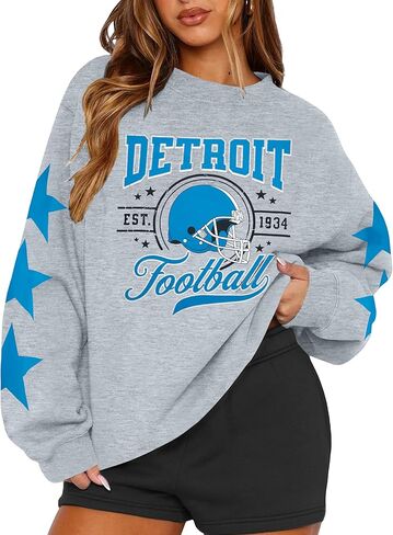 LOTUCY Football Sweashirt Women Game Day Sweatshirts Football Team Fans Pullover Sports Jersey Tops in Saudi Arabia
