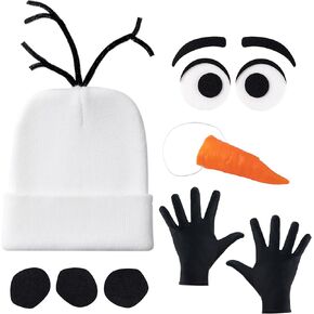 8PCS Snowman Costume Adult White Beanie Hat Carrot Nose Gloves Eyes Eyebrows Buttons Christmas Halloween Accessories in Saudi Arabia