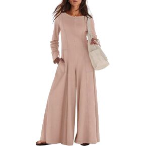 FASHIONSPARK Womens Long Sleeve Jumpsuit Wide Leg Dressy Casual One Piece Outfit Oversized Long Romper with Pockets in Saudi Arabia