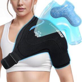 ComfiTECH Dual-Gel Shoulder Ice Pack Wrap with Extended 30-Minute Cooling for Rotator Cuff & Arm, Flexible Cold Compression Sleeve Shoulder Brace for Post-Workout, Discomfort, Muscle Relaxation, L in Kuwait