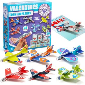 JOYIN 28 Valentines Day Foam Airplanes Greeting Cards with Valentine’s Punchline for Kids School Classroom Exchange Prizes Gift Supplies, Planes Party Favor in Kuwait