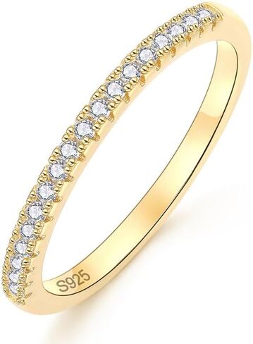 Classic 925 Sterling Silver Half Eternity Ring with Zirconia Endless Love for Women Engagement Wedding Jewelry (Gift Box) in Saudi Arabia