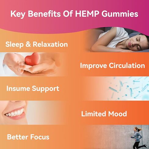 Hemp Oil Gummies with Vitamin C – Vegan, Organic, Non-GMO, Gluten-Free, Fruity Flavor, 60 Gummies(1Pack) in Saudi Arabia