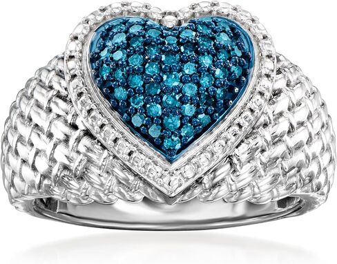 Ross-Simons 0.25 ct. t.w. Blue Diamond Heart Ring in Sterling Silver in Saudi Arabia