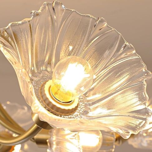 LNPTAL Mid Century 3-Light Lotus Flower Ceiling Light, Vintage Copper Glass Sputnik Chandelier, Brass Close to Ceiling Fixture for Bedroom, Living Room, and Dining Room(3-Light) in Saudi Arabia