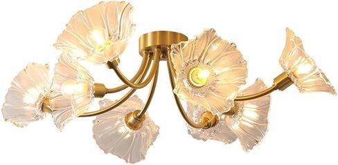 LNPTAL Mid Century 3-Light Lotus Flower Ceiling Light, Vintage Copper Glass Sputnik Chandelier, Brass Close to Ceiling Fixture for Bedroom, Living Room, and Dining Room(3-Light) in Saudi Arabia