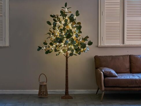 LITBLOOM Lighted Magnolia Tree 6FT 280 LED Fairy Lights, Faux Plant Tree with Lights for Indoor Outdoor Wedding Room Spring Decoration in Saudi Arabia
