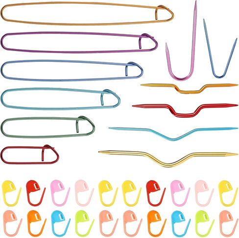 12pcs Knitting Stitch Holders, Handy Yarn Stitch Holder Versatile Knitting Crochet Hook Practical Knitting Needle Holders Colorful Crochet Stitch Holders for Quilting Sewing Knitting (6 Sizes) in Kuwait