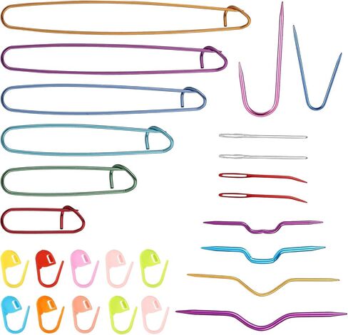 12pcs Knitting Stitch Holders, Handy Yarn Stitch Holder Versatile Knitting Crochet Hook Practical Knitting Needle Holders Colorful Crochet Stitch Holders for Quilting Sewing Knitting (6 Sizes) in Kuwait