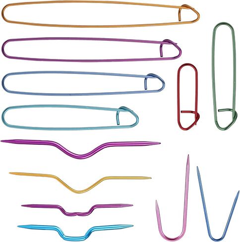 12pcs Knitting Stitch Holders, Handy Yarn Stitch Holder Versatile Knitting Crochet Hook Practical Knitting Needle Holders Colorful Crochet Stitch Holders for Quilting Sewing Knitting (6 Sizes) in Kuwait