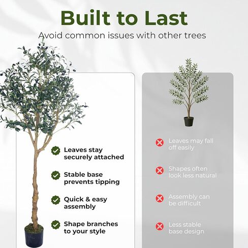 Artificial Olive Tree - 6ft Realistic Artificial Plants Indoor Decor - Elegant Faux Olive Tree for Living Room, Bedroom, Bathroom, Office - Tall Fake Potted Plants with Moss Base for Chic Home Décor in Saudi Arabia