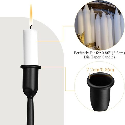 Set of 3 Taper Candle Holders, Cast Iron Candlestick Holders Tall for Wedding, Dining Table, Halloween & Fall Decor, Home Decoration (Black, 12" 14" 15.5") in Saudi Arabia