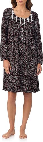 Eileen West Sleepwear & Loungewear for Women - 100% Cotton Peached Jersey Knit Collection - Long Sleeve Short Nightgown in Saudi Arabia