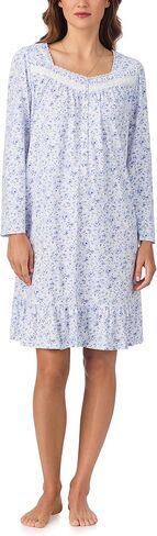 Eileen West Sleepwear & Loungewear for Women - 100% Cotton Peached Jersey Knit Collection - Long Sleeve Short Nightgown in Saudi Arabia