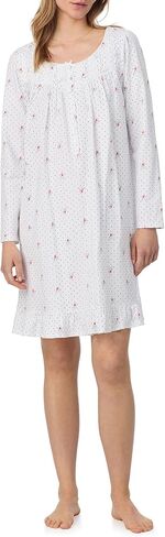 Eileen West Sleepwear & Loungewear for Women - 100% Cotton Peached Jersey Knit Collection - Long Sleeve Short Nightgown in Saudi Arabia