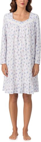 Eileen West Sleepwear & Loungewear for Women - 100% Cotton Peached Jersey Knit Collection - Long Sleeve Short Nightgown in Saudi Arabia
