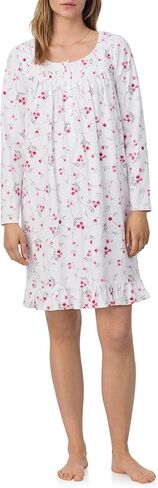 Eileen West Sleepwear & Loungewear for Women - 100% Cotton Peached Jersey Knit Collection - Long Sleeve Short Nightgown in Saudi Arabia