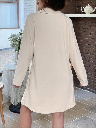 SweatyRocks Girl's Notch Lapel Collar Button Down Coat Knee Length Dressy Casual Pea Coat Outerwear in Saudi Arabia