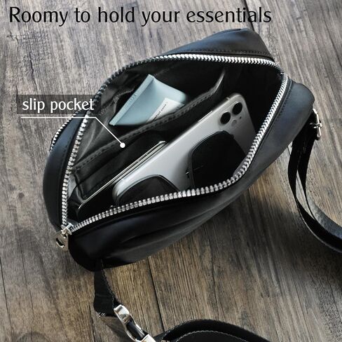 Women's Zipper Pockets Fanny Packs Nylon Waist bag Everywhere Belt bag (Black) in Kuwait