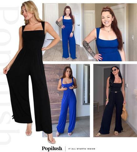 Popilush Jumpsuits for Women Dressy Casual Loose Overalls Sleeveless Rompers Outfits with Shapewear Adjustable Trouser Legs Black XL in Saudi Arabia