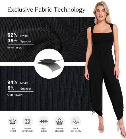 Popilush Jumpsuits for Women Dressy Casual Loose Overalls Sleeveless Rompers Outfits with Shapewear Adjustable Trouser Legs Black XL in Saudi Arabia