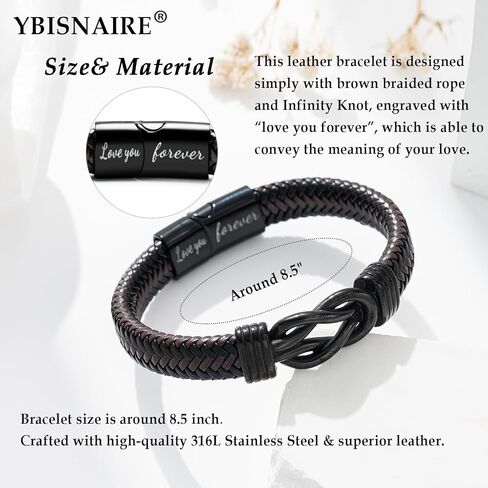 Gifts for Men Infinity Leather Bracelet for Dad New Daddy Husband Boyfriend Son Grandson Brother Nephew Uncle Brown Braided Engraved Leather Jewelry Gifts for Fathers Day Birthday Christmas in Saudi Arabia