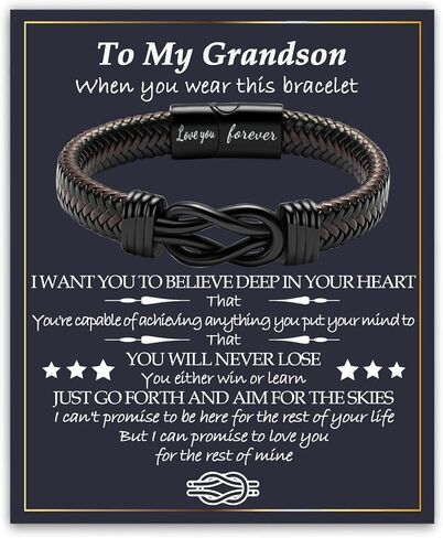 Gifts for Men Infinity Leather Bracelet for Dad New Daddy Husband Boyfriend Son Grandson Brother Nephew Uncle Brown Braided Engraved Leather Jewelry Gifts for Fathers Day Birthday Christmas in Saudi Arabia